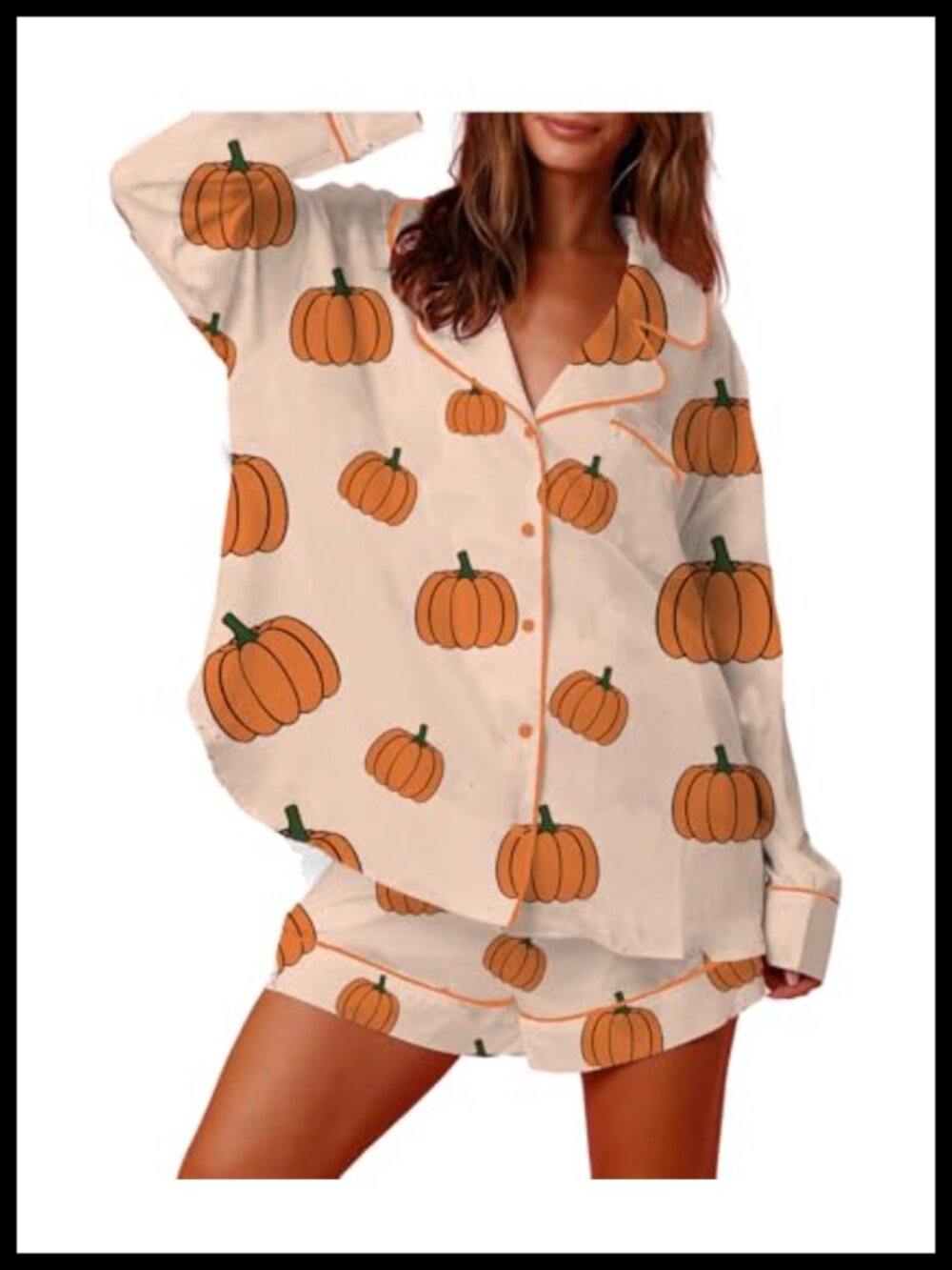 Womens Halloween Pajama Set 2 Piece Button Down Short Sleeve Sleepwear Lounge